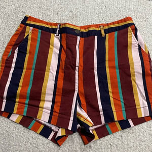 Simply Be Womens 12 Stripe Chino Shorts VTG 1970's Inspired High Waist Colorful